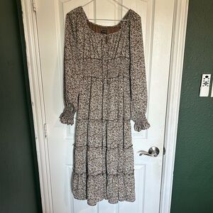 Mikarose Brown Floral Long Sleeve Dress